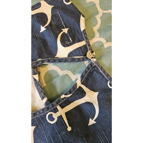 Utility Canvas Anchor Print Dress Made in USA Nautical Cotton Shift Size M - Picture 10 of 12